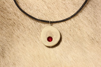 Reindeer Horn Necklace with 6mm Stone Pearl Fuchsia Agate