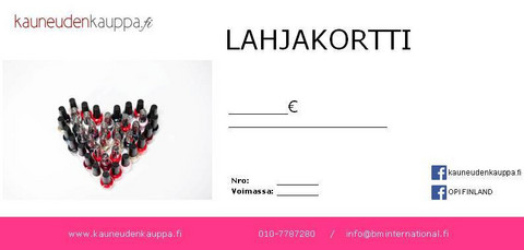 Lahjakortti Kauneudenkauppa.fi (arvo 50€)