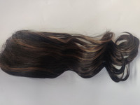 Hair Contrast - Ponytail - Dark Brown with Highlights - Curly