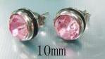 Kirurginteräskorvakorut, pinkki kivi 10 mm
