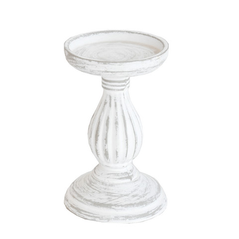 KYNTTILÄNJALKA RUSTIIKKINEN, VALKO/HARMAA 17cm