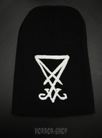 Sigil of Lucifer beanie, black with white embroydery