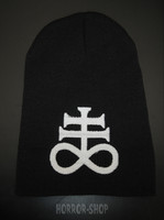 Leviathan cross beanie, black with white embroydery