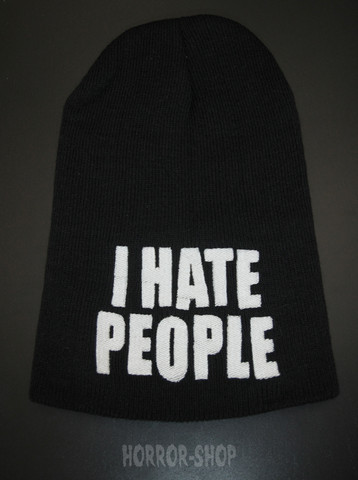 I hate people pipo, musta, valkoisella brodeerauksella