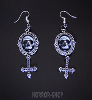 Oval came skull with Inverted cross earrings