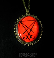 Sigil of Lucifer red camee, big, brass