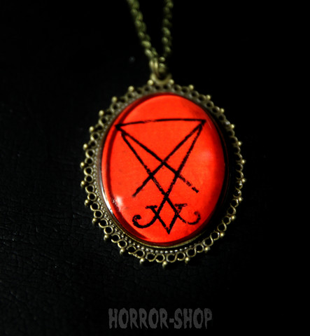 Sigil of Lucifer red camee, big, brass