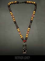 Tiki statue necklace, brown