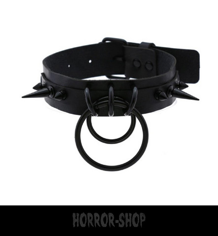 Blackest black neclacklace/choker with ring