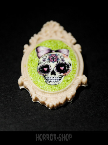 Sugarskull rintaneula, koralli (7)