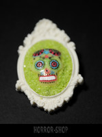 Sugarskull brooch,  White and lemon (10)