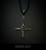 Black cross with pentagram Necklace, true black