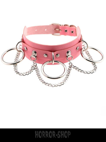 Pink choker with ring