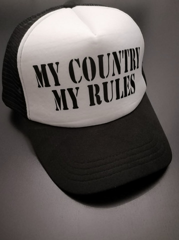 My Country, My rules - mustavalkoinen trucker lippis