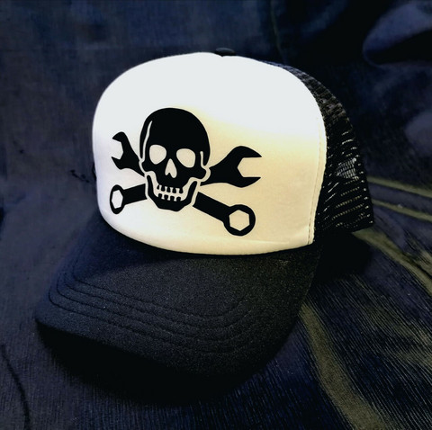Wrecker - black and white trucker cap