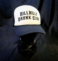 Hillbilly Drunk Club - trucker lippis, mustavalkoinen