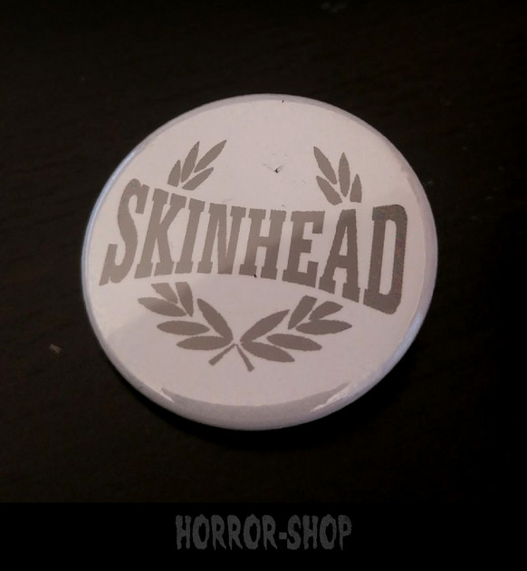Skinhead Button Skinhead - white button - Horror-Shop verkkokauppa