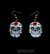 Sugarskull korvikset, valkoinen, ruusulla