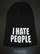 I hate people pipo, musta, valkoisella brodeerauksella