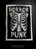 Horror punk skele -kangasmerkki, valkoinen brodeeraus