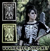 Horror punk skele -kangasmerkki, vihertävä ja fluorisoiva