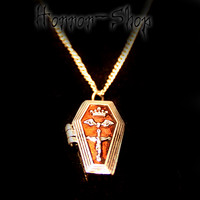 Koffin neclase, silver colour and red emal