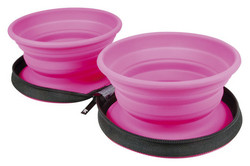 Kiwi Walker Travel Double Bowl  Pink