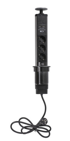 Haaroitin Airam - POP-UP 3-OS.+2USB PIST. 1,4M - Airam