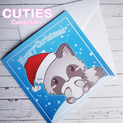 Cuties Christmas Card Raccoon