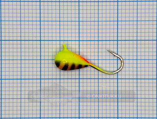 Volframi-mormuska 5mm #8 lenkki keltainen, ruskeat raidat,  nro 26