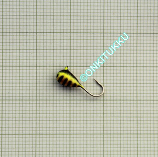 Volframi-mormuska 4mm #12 lenkki musta - keltainen, nro 40