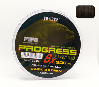 Progress PTFE-coated Tummanruskea 0,20mm 18,2kg