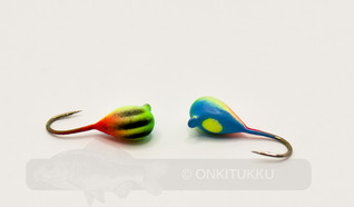 Volframi-mormuska 4mm #14 lenkki Sininen firetiger UV-hehku 2kpl
