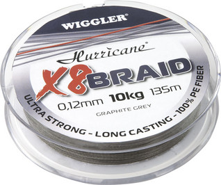 Hurricane X8 Braid harmaa 0,10mm 8,6kg 135m