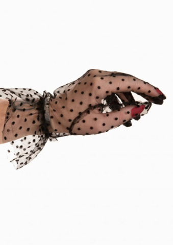 Mustat polkadot hansikkaat
