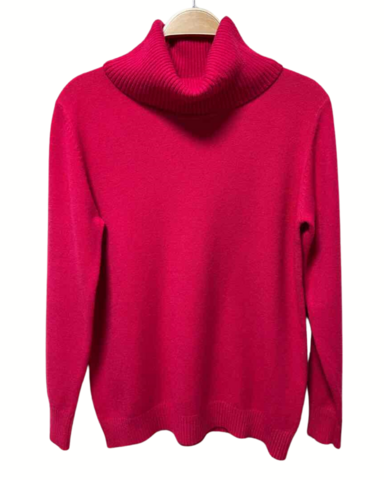 Fuksia poolokaulusneule