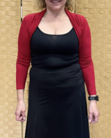 Tummanpunainen pitkähihainen bolero, hihat
