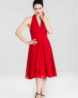 Marilyn, punainen halter neck kellomekko