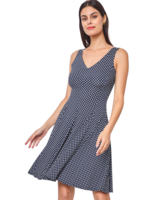 Tummansininen polkadot mekko
