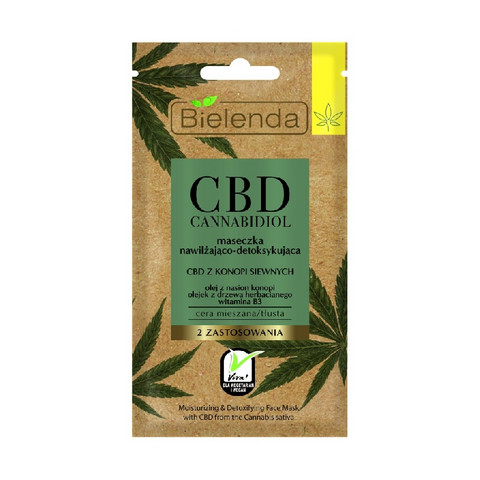 Bielenda CBD Cannabidiol kosteuttava ja kuona-aineita poistava hampunsiemenöljy naamio rasvoittuvalle & sekaiholle 8g