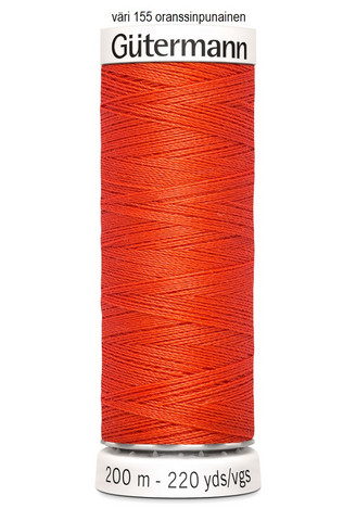 Gütermann ompelulanka 200m, väri 155 oranssinpunainen