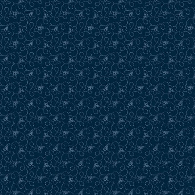 Tummansininen kuvioinen puuvillakangas Blue Indigo 9731 B