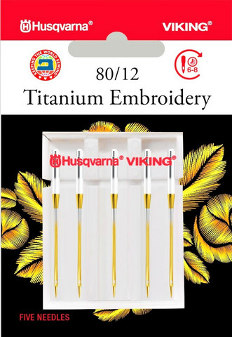 Husqvarna Viking Titaanipinnoitteinen kirjontaneula, koko 80/12
