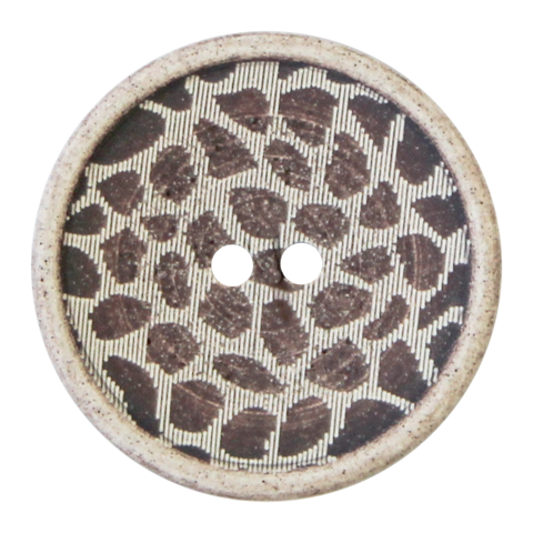 Ruskeansävyinen kuviollinen nappi, 25 mm