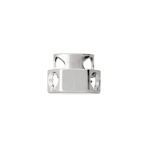 Metallinen, kuusikulmainen nyörilukko, 4 mm, hopea