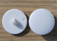 Valkoinen kantanappi, koot 31 ja 36 mm