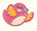 Pinkki kimaltava lintu-koristekuvio