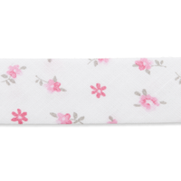 Kuviollinen vinonauha 2 cm, vaaleanpunakukkainen