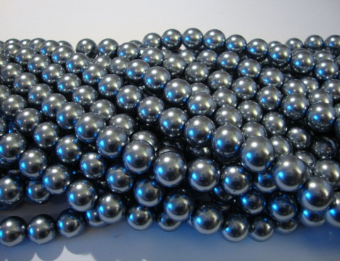 Helmiäislasihelmi tumma harmaa 10 mm (20 kpl/pss)