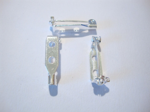 Rintakorupohja hopeoitu 2 reikää 20 mm x 5 mm (10 kpl/pss)